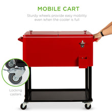 Load image into Gallery viewer, Portable Rolling Cooler Cart w/ Bottle Opener, Catch Tray
