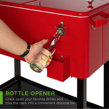 Load image into Gallery viewer, Portable Rolling Cooler Cart w/ Bottle Opener, Catch Tray

