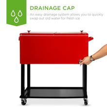 Load image into Gallery viewer, Portable Rolling Cooler Cart w/ Bottle Opener, Catch Tray
