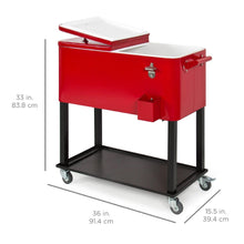 Load image into Gallery viewer, Portable Rolling Cooler Cart w/ Bottle Opener, Catch Tray

