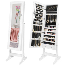 Load image into Gallery viewer, Full Length Tilting Mirrored Jewelry Cabinet Armoire w/ Velvet Interior
