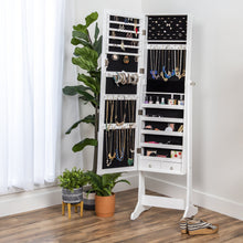 Load image into Gallery viewer, Full Length Tilting Mirrored Jewelry Cabinet Armoire w/ Velvet Interior
