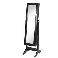 Load image into Gallery viewer, Full Length Tilting Mirrored Jewelry Cabinet Armoire w/ Velvet Interior
