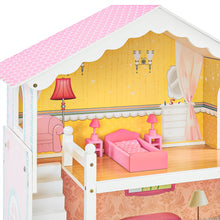 Load image into Gallery viewer, Kids 44in Height 3-Story Wooden Open Dollhouse Set w/ 5 Rooms, Accessories
