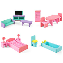 Load image into Gallery viewer, Kids 44in Height 3-Story Wooden Open Dollhouse Set w/ 5 Rooms, Accessories
