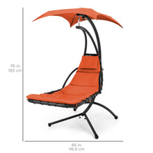 Load image into Gallery viewer, Hanging Curved Chaise Lounge Chair w/ Built-In Pillow, Removable Canopy
