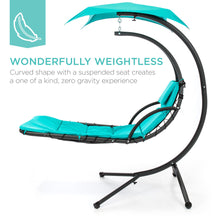 Load image into Gallery viewer, Hanging Curved Chaise Lounge Chair w/ Built-In Pillow, Removable Canopy
