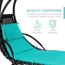 Load image into Gallery viewer, Hanging Curved Chaise Lounge Chair w/ Built-In Pillow, Removable Canopy
