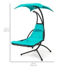 Load image into Gallery viewer, Hanging Curved Chaise Lounge Chair w/ Built-In Pillow, Removable Canopy
