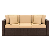 Load image into Gallery viewer, Outdoor 3-Seat All-Weather Wicker Lounge Sofa w/ Removable Cushions

