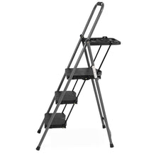 Load image into Gallery viewer, Folding Steel 3-Step Ladder w/ Hand Grip, Wide Steps, 330lbs Capacity
