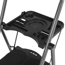 Load image into Gallery viewer, Folding Steel 3-Step Ladder w/ Hand Grip, Wide Steps, 330lbs Capacity
