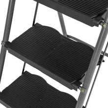 Load image into Gallery viewer, Folding Steel 3-Step Ladder w/ Hand Grip, Wide Steps, 330lbs Capacity
