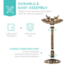 Load image into Gallery viewer, Pedestal Bird Bath Decoration w/ Sparrow Statues
