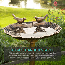 Load image into Gallery viewer, Pedestal Bird Bath Decoration w/ Sparrow Statues
