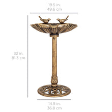 Load image into Gallery viewer, Pedestal Bird Bath Decoration w/ Sparrow Statues
