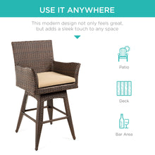 Load image into Gallery viewer, All-Weather Wicker Counter-Height Swivel Bar Stool w/ Cushion
