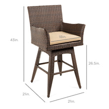 Load image into Gallery viewer, All-Weather Wicker Counter-Height Swivel Bar Stool w/ Cushion
