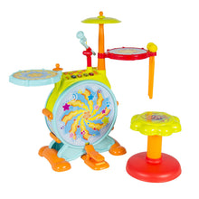 Load image into Gallery viewer, Kids Electronic Toy Drum Set w/ Sing-Along, Stool
