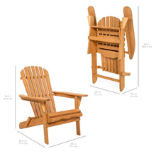Load image into Gallery viewer, Folding Wood Adirondack Chair Accent Furniture w/ Natural Finish - Brown
