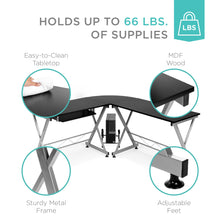 Load image into Gallery viewer, Modular L-Shape Corner Computer Desk w/ Wooden Tabletop, Keyboard Tray
