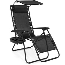 Load image into Gallery viewer, Folding Zero Gravity Recliner Lounge Chair w/ Canopy, Cup Holder
