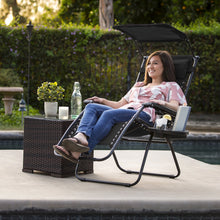 Load image into Gallery viewer, Folding Zero Gravity Recliner Lounge Chair w/ Canopy, Cup Holder
