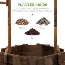 Load image into Gallery viewer, Rustic Wooden Wishing Well Planter Yard Decoration w/ Hanging Bucket
