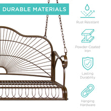 Load image into Gallery viewer, Hanging Iron Porch Swing Patio Furniture w/ Armrests, Chains

