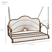 Load image into Gallery viewer, Hanging Iron Porch Swing Patio Furniture w/ Armrests, Chains
