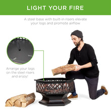 Load image into Gallery viewer, Hex-Shaped Outdoor Fire Pit w/ Flame-Retardant Lid - 24in

