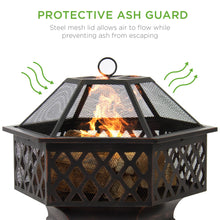 Load image into Gallery viewer, Hex-Shaped Outdoor Fire Pit w/ Flame-Retardant Lid - 24in
