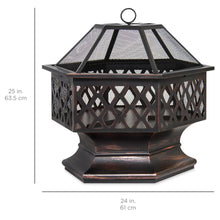 Load image into Gallery viewer, Hex-Shaped Outdoor Fire Pit w/ Flame-Retardant Lid - 24in
