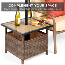 Load image into Gallery viewer, Outdoor Wicker Patio Side Table Accent Furniture w/ Umbrella Hole
