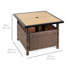 Load image into Gallery viewer, Outdoor Wicker Patio Side Table Accent Furniture w/ Umbrella Hole
