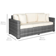 Load image into Gallery viewer, Outdoor 3-Seat All-Weather Wicker Lounge Sofa w/ Removable Cushions
