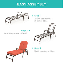 Load image into Gallery viewer, Outdoor Chaise Lounge Recliner Chair Furniture w/ 2 Cushions
