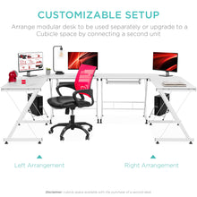 Load image into Gallery viewer, Modular L-Shape Corner Computer Desk w/ Wooden Tabletop, Keyboard Tray
