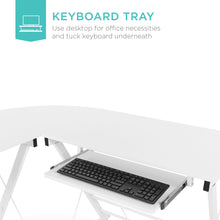Load image into Gallery viewer, Modular L-Shape Corner Computer Desk w/ Wooden Tabletop, Keyboard Tray
