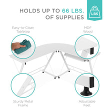 Load image into Gallery viewer, Modular L-Shape Corner Computer Desk w/ Wooden Tabletop, Keyboard Tray
