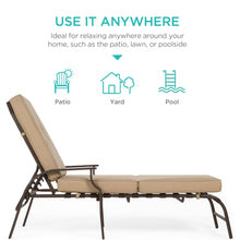 Load image into Gallery viewer, Outdoor Chaise Lounge Recliner Chair Furniture w/ 2 Cushions
