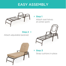 Load image into Gallery viewer, Outdoor Chaise Lounge Recliner Chair Furniture w/ 2 Cushions
