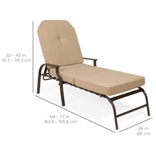 Load image into Gallery viewer, Outdoor Chaise Lounge Recliner Chair Furniture w/ 2 Cushions
