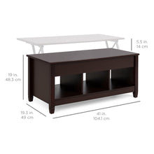 Load image into Gallery viewer, Coffee Table Furniture w/ Hidden Storage, Lift Tabletop, 2 Display Shelves
