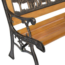 Load image into Gallery viewer, Kids Mini Sized Patio Park Bench w/ Safari Animal Accents - Brown
