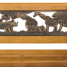 Load image into Gallery viewer, Kids Mini Sized Patio Park Bench w/ Safari Animal Accents - Brown
