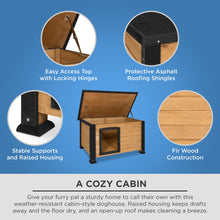 Load image into Gallery viewer, Small Log Cabin Outdoor Dog House w/ Opening Roof
