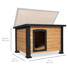 Load image into Gallery viewer, Small Log Cabin Outdoor Dog House w/ Opening Roof
