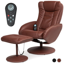 Load image into Gallery viewer, Faux Leather Electric Massage Recliner Chair w/ Stool Ottoman, Remote
