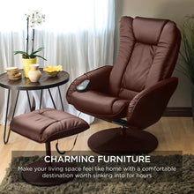 Load image into Gallery viewer, Faux Leather Electric Massage Recliner Chair w/ Stool Ottoman, Remote
